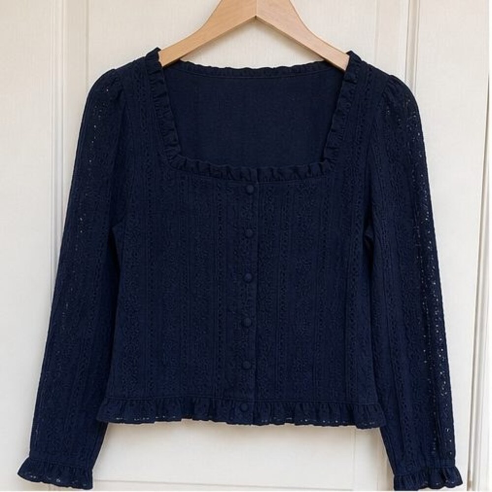 Navy Button Blouse